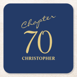 Blaues Gold zum 70. Geburtstag Rechteckiger Pappuntersetzer