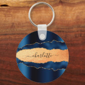 Blaues Goldbarren-Marmornamenskript Schlüsselanhänger (Vorderseite)