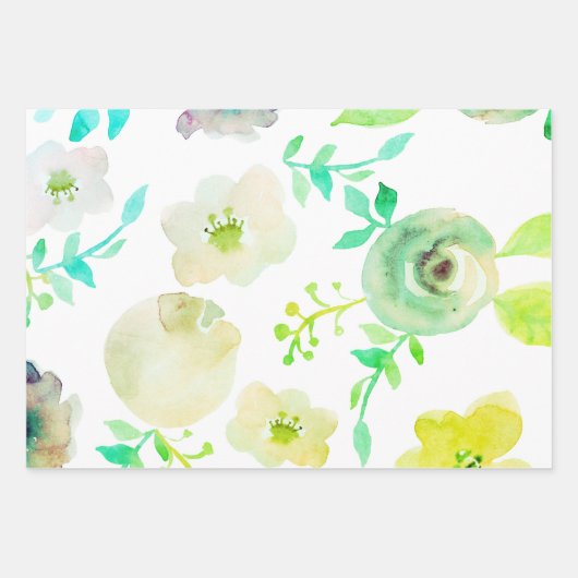 Blaues Golddampfer-Blumenpapier Geschenkpapier Set (Vorderseite 3)