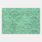 Blaues Golddampfer-Blumenpapier Geschenkpapier Set (Vorderseite 2)