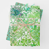 Blaues Golddampfer-Blumenpapier Geschenkpapier Set (Beispiel)