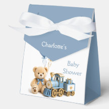 Blaues Goldener Teddybär-Zug-Junge-Baby-Party