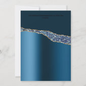 Blaues goldenes Seepferd funkelt nautische Muschel Einladung (Rückseite)