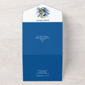 Blaues goldenes Seepferd Korallenkorallenstrand All In One Einladung (Außenbereich)