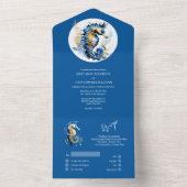 Blaues goldenes Seepferd Korallenkorallenstrand All In One Einladung (Innen Boden)