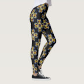 Blaues goldenes Sternenmuster Leggings (Rechts)