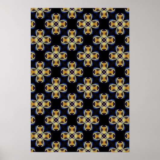 Blaues goldenes Sternenmuster Poster (Vorne)