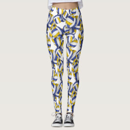 Blaues goldenes Team färbt Volleyballs Leggings