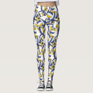 Blaues goldenes Team färbt Volleyballs Leggings