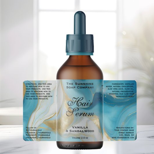 Blaues Goldfolien-Kosmetik- oder Tropfflaschenetik