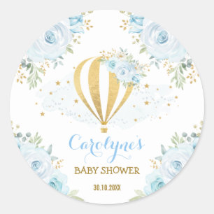 Blaues Goldheißluft-Ballon-Reise-Abenteuer mit Runder Aufkleber