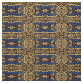 Blaues Goldkunst Nouveau Muster-Gewebe Stoff