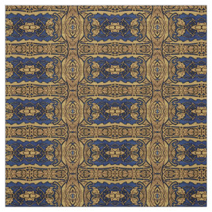 Blaues Goldkunst Nouveau Muster-Gewebe Stoff