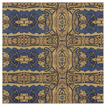 Blaues Goldkunst Nouveau Muster-Gewebe