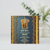 Blaues Goldmedaille-Brautparty Feiertagskarte (Stehend Vorderseite)