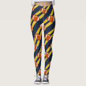Blaues Goldstreifen-Fußball-Muster Leggings (Vorderseite)