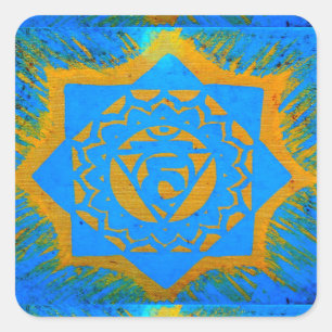 blaues Goldtantric Symbole Quadratischer Aufkleber