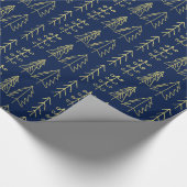 Blaues Goldweihnachtsbaum-Muster modern Geschenkpapier (Ecke)