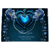 Blaues gotisches Herz umgeben von magischen Blume Große Geschenktüte (Vorderseite)