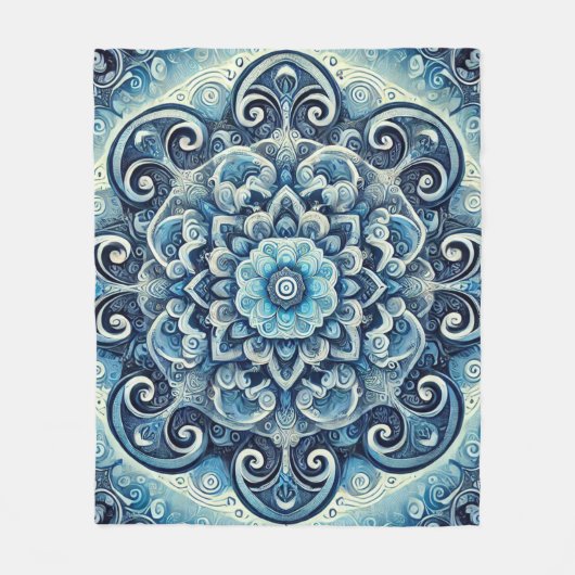 Blaues Gradient-Mandala-Design 2 Fleecedecke (Vorderseite)