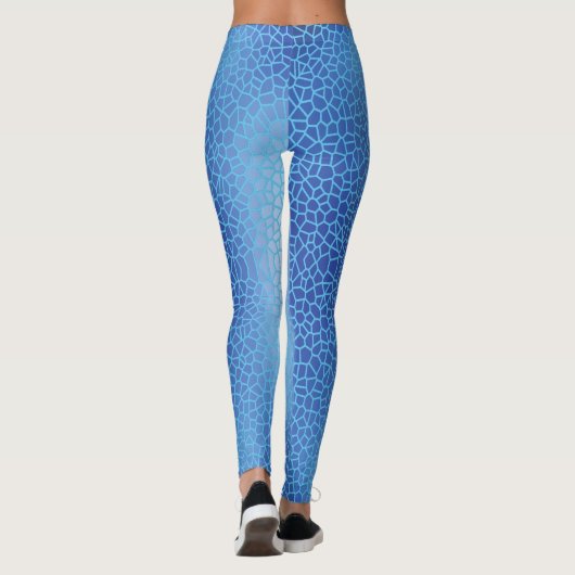 Blaues Gradient Net Muster 01 Leggings (Rückseite)