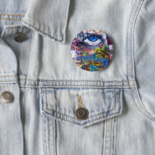 Blaues Graffiti-Auge Button (Beispiel)