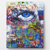 Blaues Graffiti-Auge Fotoplatte (Vorderseite)