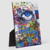 Blaues Graffiti-Auge Fotoplatte (Seite)