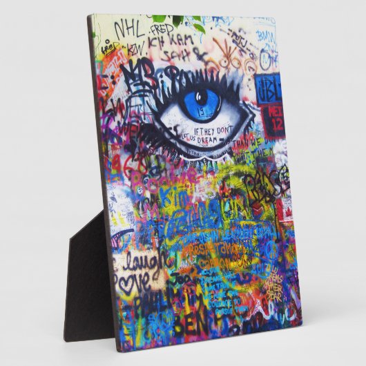 Blaues Graffiti-Auge Fotoplatte (Seite)