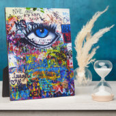 Blaues Graffiti-Auge Fotoplatte (Seite)