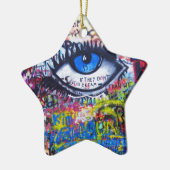 Blaues Graffiti-Auge Keramik Ornament (Links)