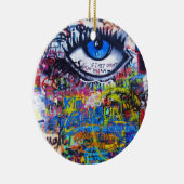 Blaues Graffiti-Auge Keramik Ornament (Rechts)