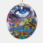 Blaues Graffiti-Auge Keramik Ornament (Links)