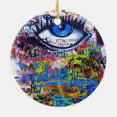 Blaues Graffiti-Auge Keramik Ornament (Hinten)