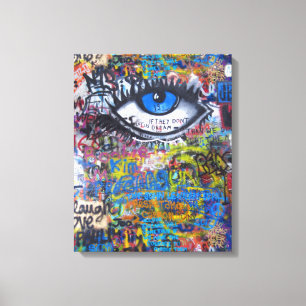 Blaues Graffiti-Auge Leinwanddruck