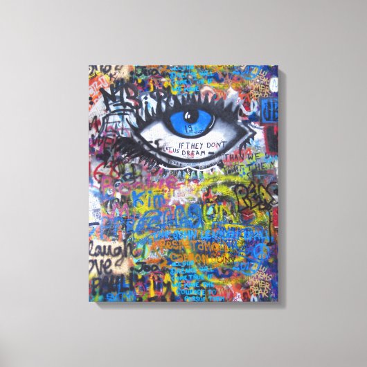 Blaues Graffiti-Auge Leinwanddruck (Vorderseite)
