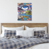 Blaues Graffiti-Auge Leinwanddruck (Insitu (Schlafzimmer))