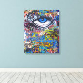 Blaues Graffiti-Auge Leinwanddruck (Insitu (Holzboden))