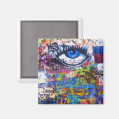 Blaues Graffiti-Auge Magnet (Vorderseite/Rückseite)