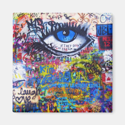 Blaues Graffiti-Auge Magnet (Vorne)