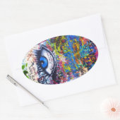 Blaues Graffiti-Auge Ovaler Aufkleber (Umschlag)