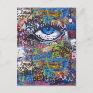 Blaues Graffiti-Auge Postkarte