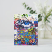 Blaues Graffiti-Auge Postkarte (Stehend Vorderseite)