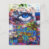 Blaues Graffiti-Auge Postkarte (Vorderseite)