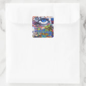 Blaues Graffiti-Auge Quadratischer Aufkleber (Tasche)