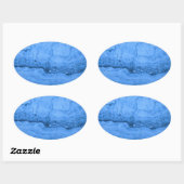 Blaues Granitmuster, blauer Marmor, blauer Stein Ovaler Aufkleber (Blatt)