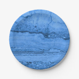 Blaues Granitmuster, blauer Marmor, blauer Stein Pappteller