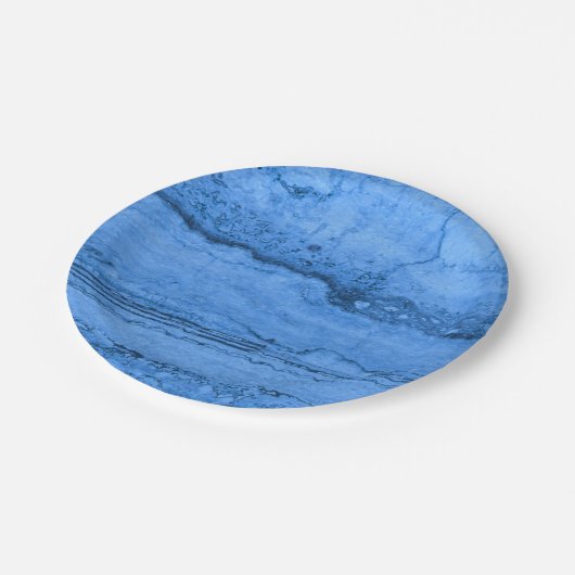 Blaues Granitmuster, blauer Marmor, blauer Stein Pappteller (Schrägansicht)