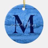 Blaues Granitmuster, Monogramm aus blauem Marmorst Keramik Ornament (Vorne)