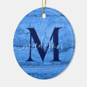 Blaues Granitmuster, Monogramm aus blauem Marmorst Keramik Ornament (Links)